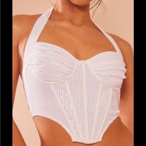 Nwt PrettyLittleThing White corset top size 2